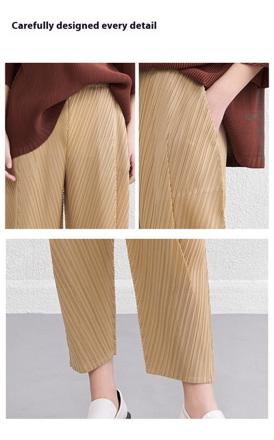 Pantalones Skinny de Cintura Alta con Pliegues Reductores para Primavera y Verano - Image 9