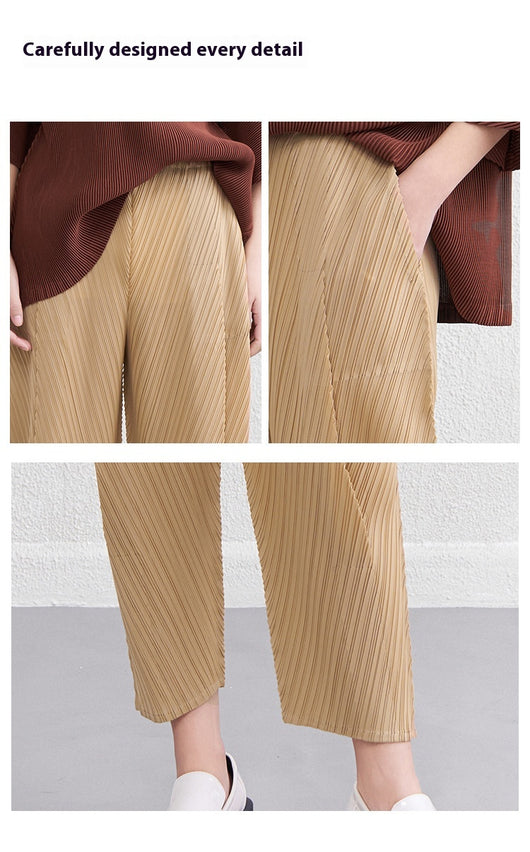 Pantalones Skinny de Cintura Alta con Pliegues Reductores para Primavera y Verano - Image 9