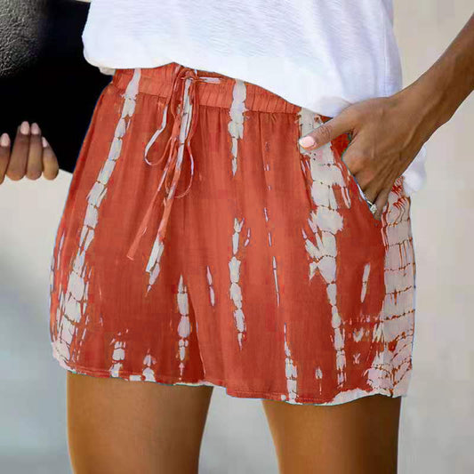Shorts Anchos Tie-dye a Rayas Estilo Europeo Americano para Verano - Image 2