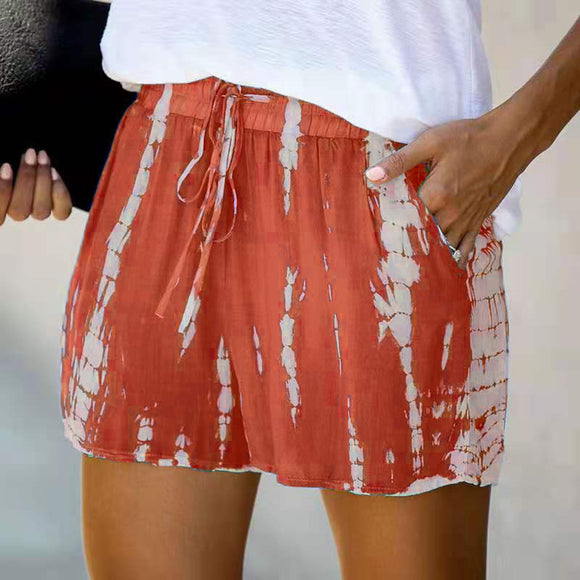 Shorts Anchos Tie-dye a Rayas Estilo Europeo Americano para Verano