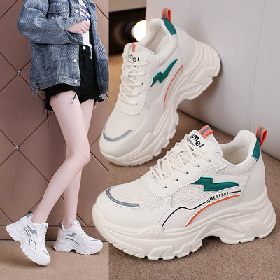 Zapatos Blancos Deportivos con Plantillas Elevadoras Transpirables