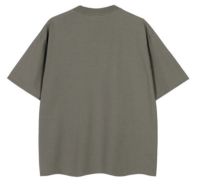 Moss green short-sleeve cotton t-shirt with a crew neck and a relaxed, oversized fit. - Image 21