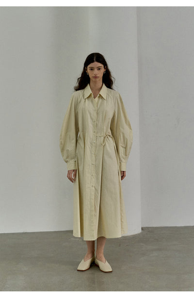 Vestido Camisero de Algodón con Mangas Curvas y Cintura Ajustada - Image 16