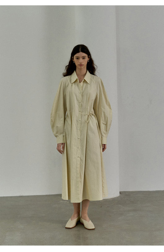 Vestido Camisero de Algodón con Mangas Curvas y Cintura Ajustada - Image 16