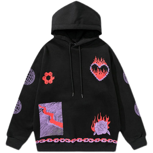 Sudadera Estampado Llamas Niche