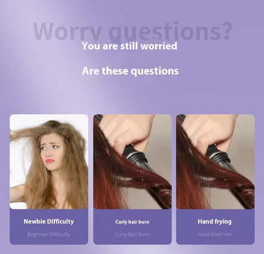 Gradient purple wireless automatic hair curler with a sleek design, one-button start, and three-speed adjustment. - Image 9