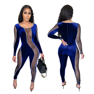 Jumpsuit Ajustado Sexy con Detalles en Malla - Image 11