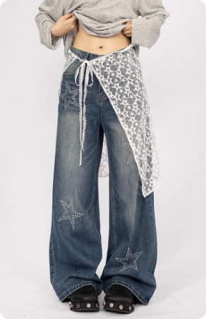Jeans Retro Americano con Encaje para Mujer - Estilo Hot Girl - Image 7