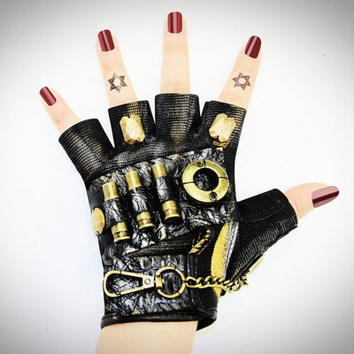 Guantes Steampunk de Medio Dedo para Motocicleta - Image 9