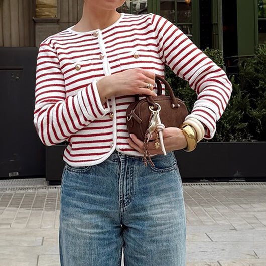 Camisa Casual a Rayas con Botones - Estilo Europeo y Americano - Image 4