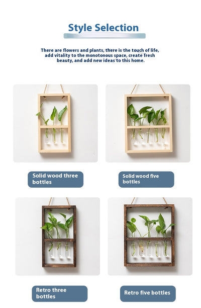 Jarrón Hidropónico de Madera y Vidrio - Decoración Retro para Dormitorio y Sala - Image 10