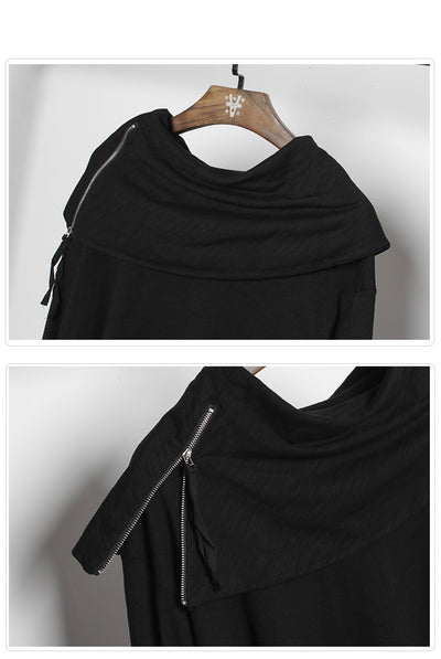 Camiseta Holgada de Cuello Alto Irregular para Hombre - Image 7