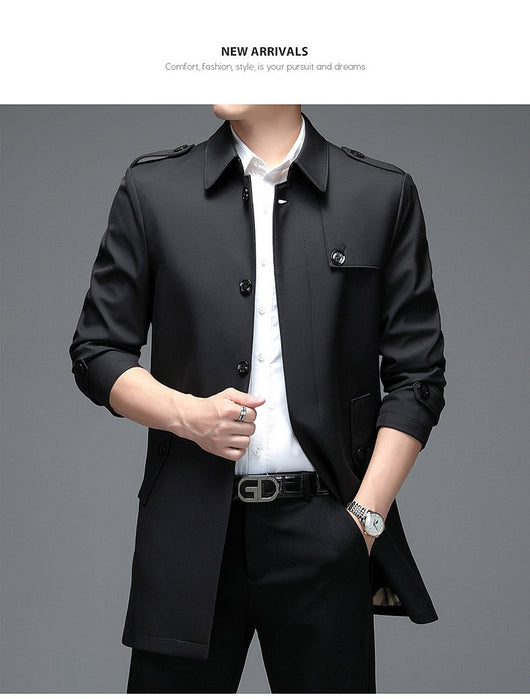 Abrigo Tipo Gabardina Casual Largo para Hombre - Image 24