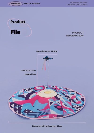 Electric cat toy with a colorful 52cm diameter cloth cover, a central base, and a rotating butterfly teaser. - Image 10