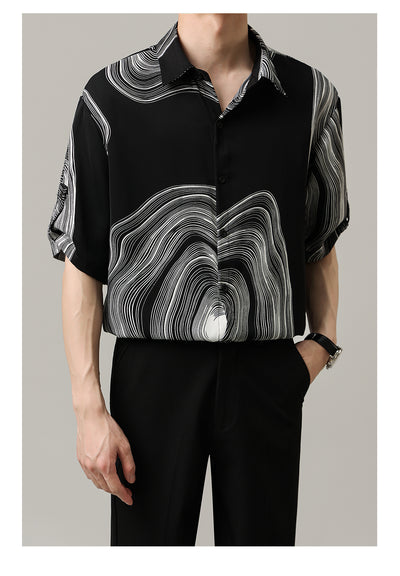 Camisa Casual Hombre Manga Corta Contraste Retro Suelta - Image 14