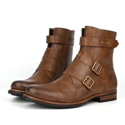 Botas Denim Minimalistas para Hombre con Cierre Lateral y Hebilla Metálica - Image 4