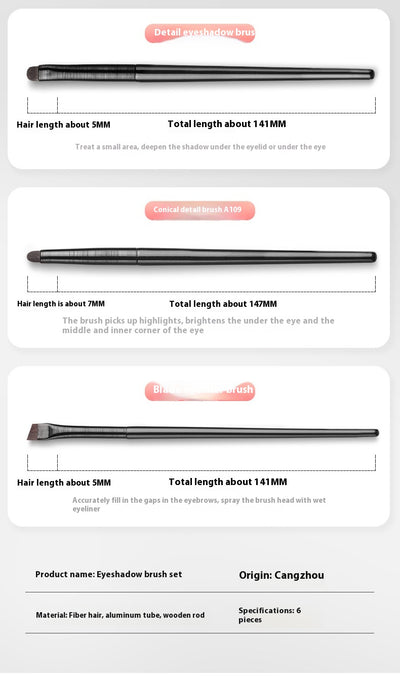 Set de 6 Brochas para Sombras de Ojos - Herramientas de Maquillaje para Principiantes - Image 7