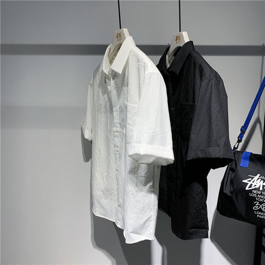 Camisa Suelta Manga Corta Estilo Coreano Japonés para Hombre - Image 16