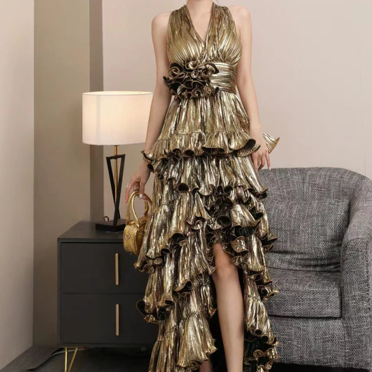 Vestido Elegante con Volantes Dovetail para Mujer - Image 3