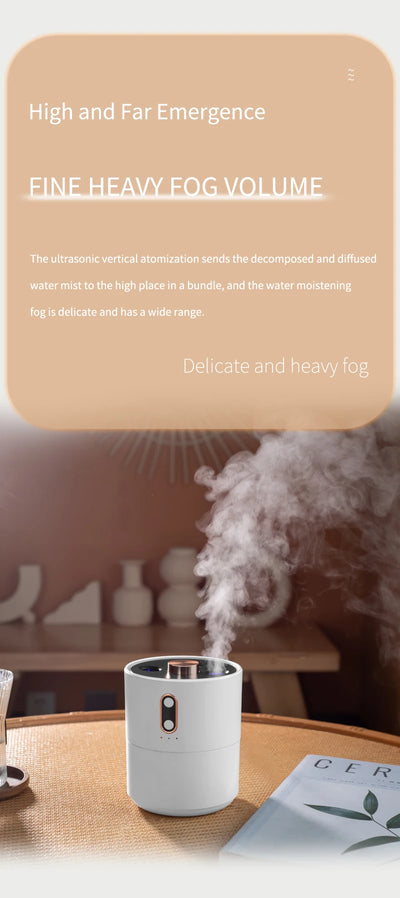 White cylindrical desktop humidifier with rose gold accents, black top, and front control buttons. - Image 13