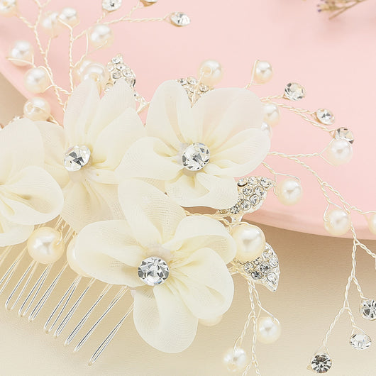 Tiara Nupcial con Perlas y Cristales Brillantes para el Cabello - Image 4