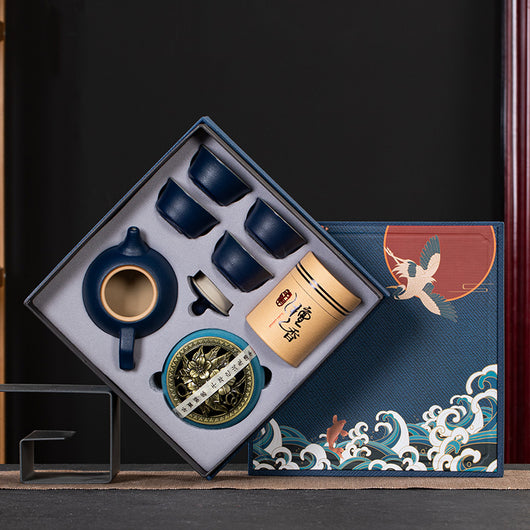 Juego de Té Kung Fu en Caja de Regalo - Cerámica Premium para Negocios