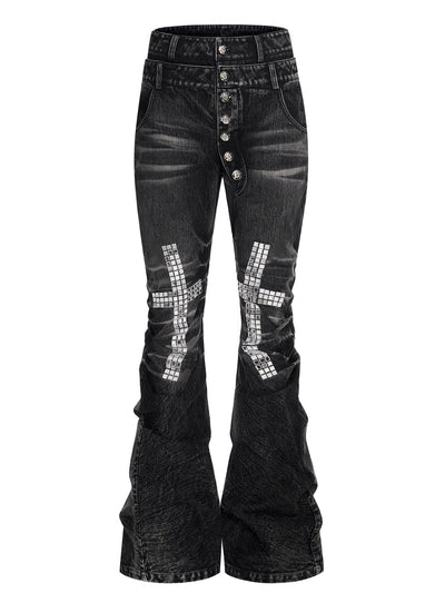 Pantalones Vaqueros para Hombre con Diseño de Cruz y Detalles de Strass - Image 5