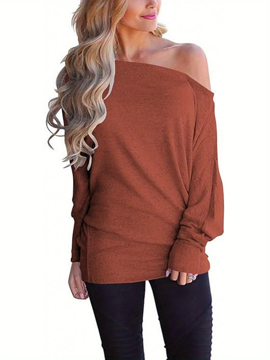 Blusa Manga Larga Básica de Color Sólido para Mujer - Image 9