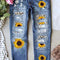 Jeans Rotos Estampados Cintura Media para Mujer