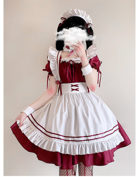 Disfraz de Sirvienta Lolita Rojo para Gatos - Vestido Maid - Image 8