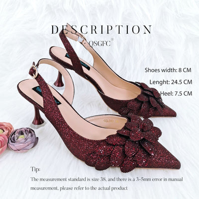 Juego de Zapatos y Bolso para Fiesta Mujer - Tacón Decorativo Hoja Artesanal - Image 25