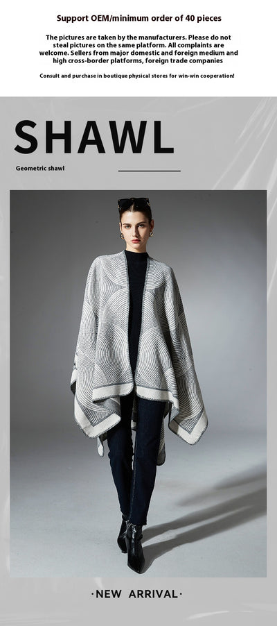 Chal de Lana Estampado Geométrico para Mujer - Image 9
