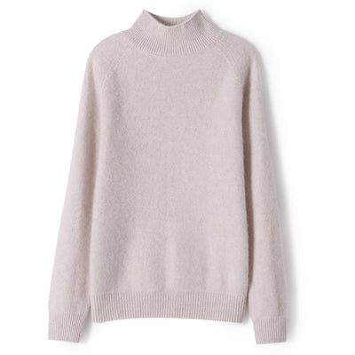 Suéter Base de Cashmere Cuello Alto Corto Holgado Color Sólido - Image 6