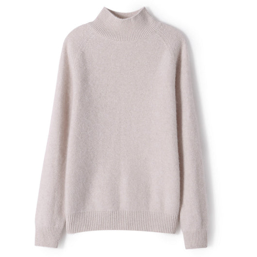 Suéter Base de Cashmere Cuello Alto Corto Holgado Color Sólido - Image 6