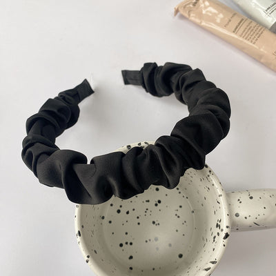 Diadema Plisada de Satén Premium Negro Ancho - Image 8