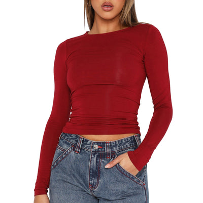 Blusa Ajustada de Manga Larga con Corte Irregular - Image 15
