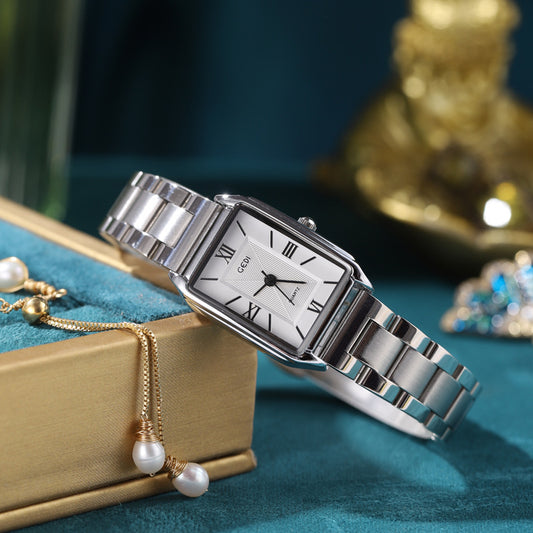 Reloj Cuadrado Minimalista para Mujer - Acero Inoxidable Estilo Coreano - Image 2