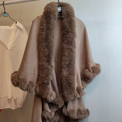 Capa Tejida Gruesa con Cuello de Pelaje para Otoño-Invierno - Image 10