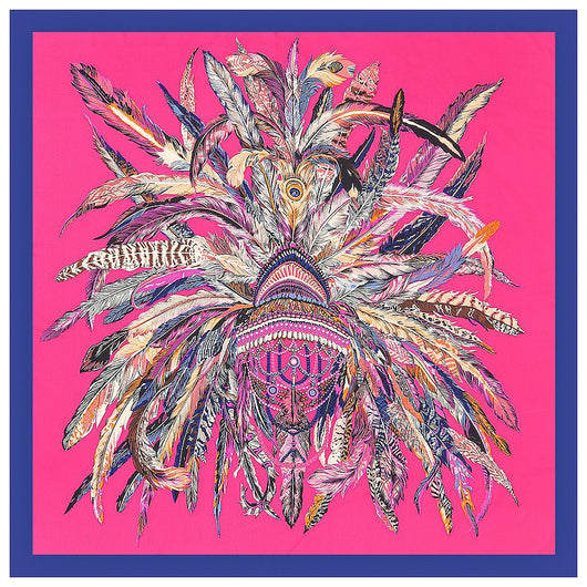 Pañuelo de Seda Sintética con Diseño de Plumas Indígenas para Mujer - Image 16