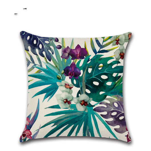 Almohada Decorativa Flor Tropical Flamenco Hibisco Lino - Image 17