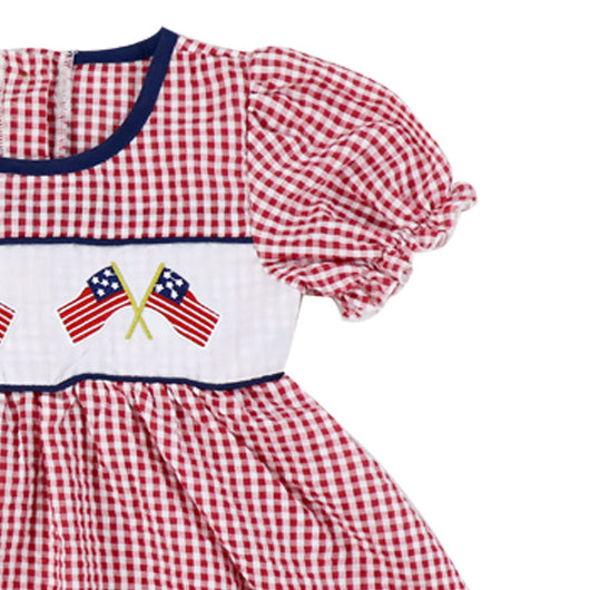Vestido Infantil Festivo a Cuadros con Bordados para el Día de la Independencia - Image 8