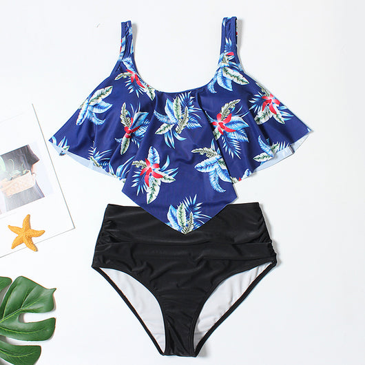 Bikini Dividido Estampado de Cintura Alta con Volantes para Mujer - Image 17