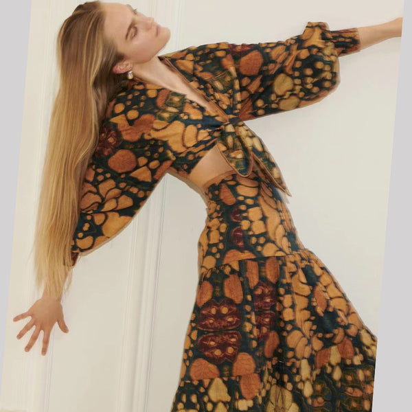 Traje Estampado Resort Vintage para Playa