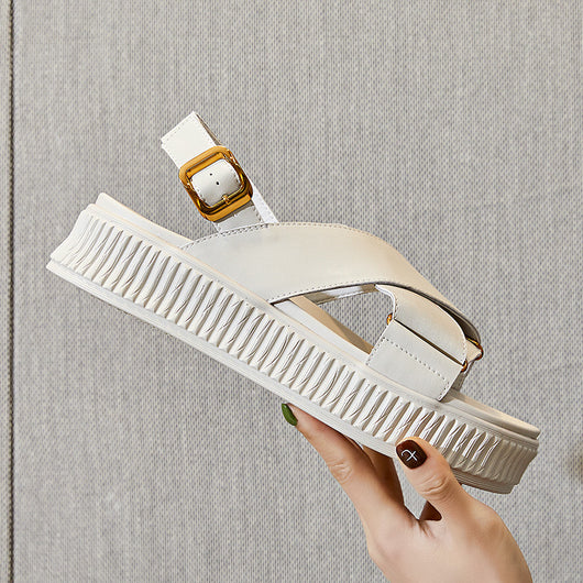 Sandalias Planas de Cuero con Plataforma para Mujer - Image 5