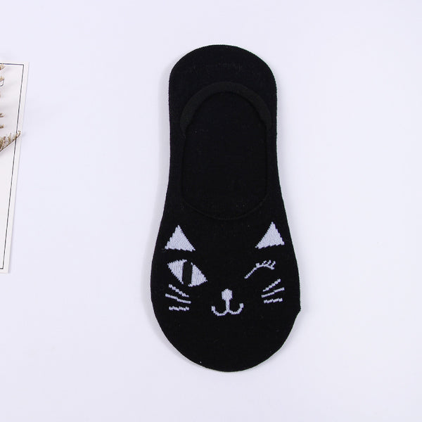 Calcetines Invisibles para Mujer Gato Lady Antideslizantes Algodón Verano