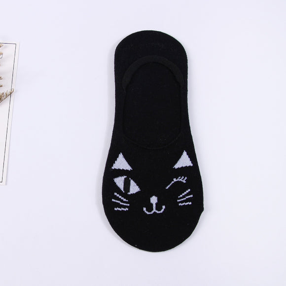 Calcetines Invisibles para Mujer Gato Lady Antideslizantes Algodón Verano