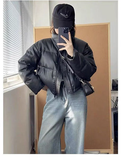 Chaqueta Acolchada de Cuero PU sin Lavado - Abrigo Corto Grueso para Mujer - Image 15