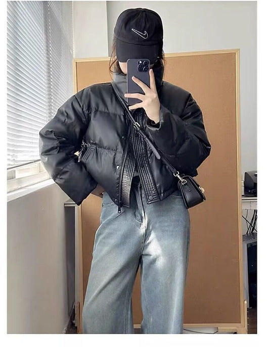 Chaqueta Acolchada de Cuero PU sin Lavado - Abrigo Corto Grueso para Mujer - Image 15