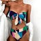 Bikini Estampado con Nudo Cintura Alta Corte Dividido