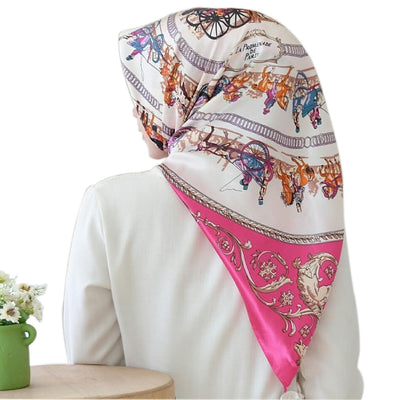 Pañuelo Cuadrado Grande de Seda Simulada - Accesorio Versátil para Mujer - Image 5